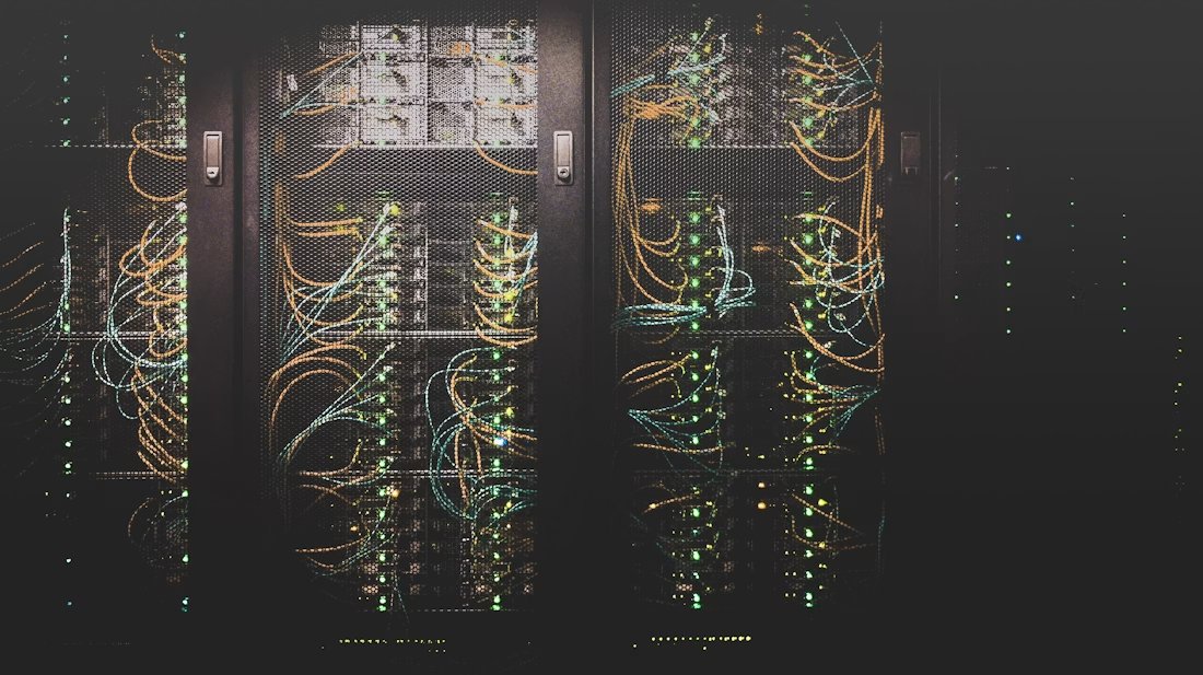 Engineer working in a server room