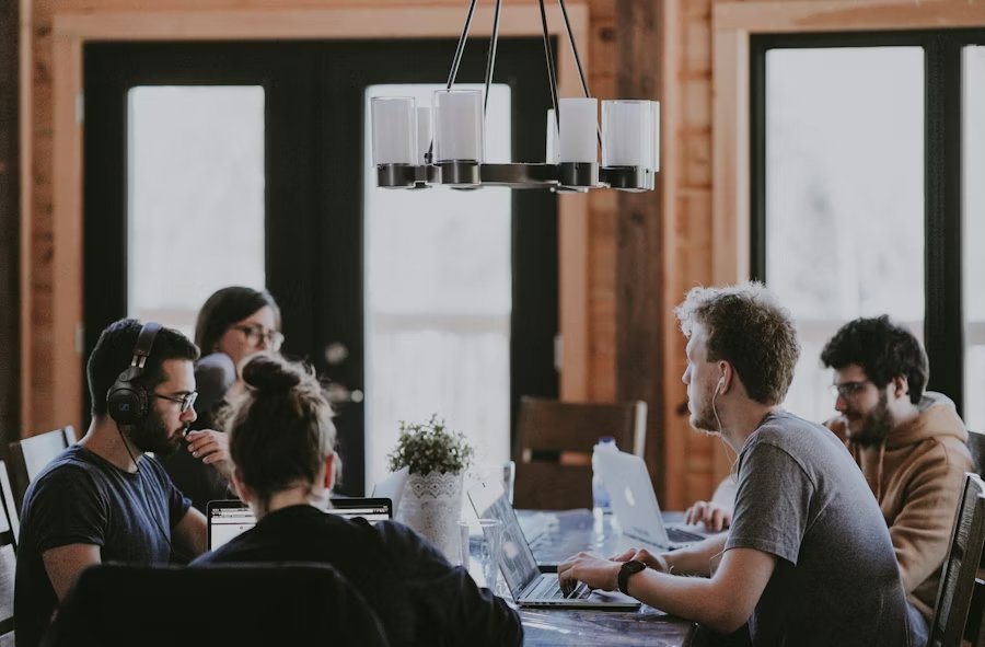 IT team collaborating in the office